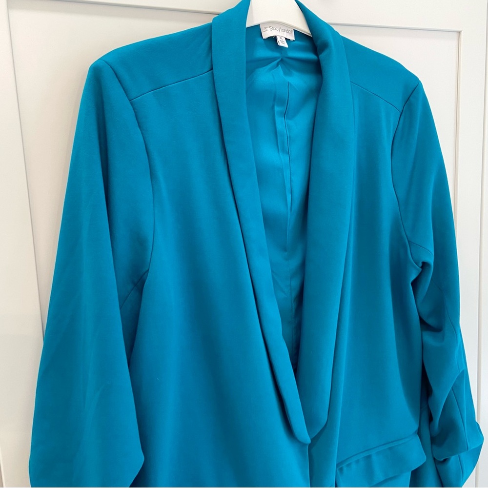 Stacy London Blazer w/Ruched Sleeves Teal XL NWOT - Picture 10 of 16